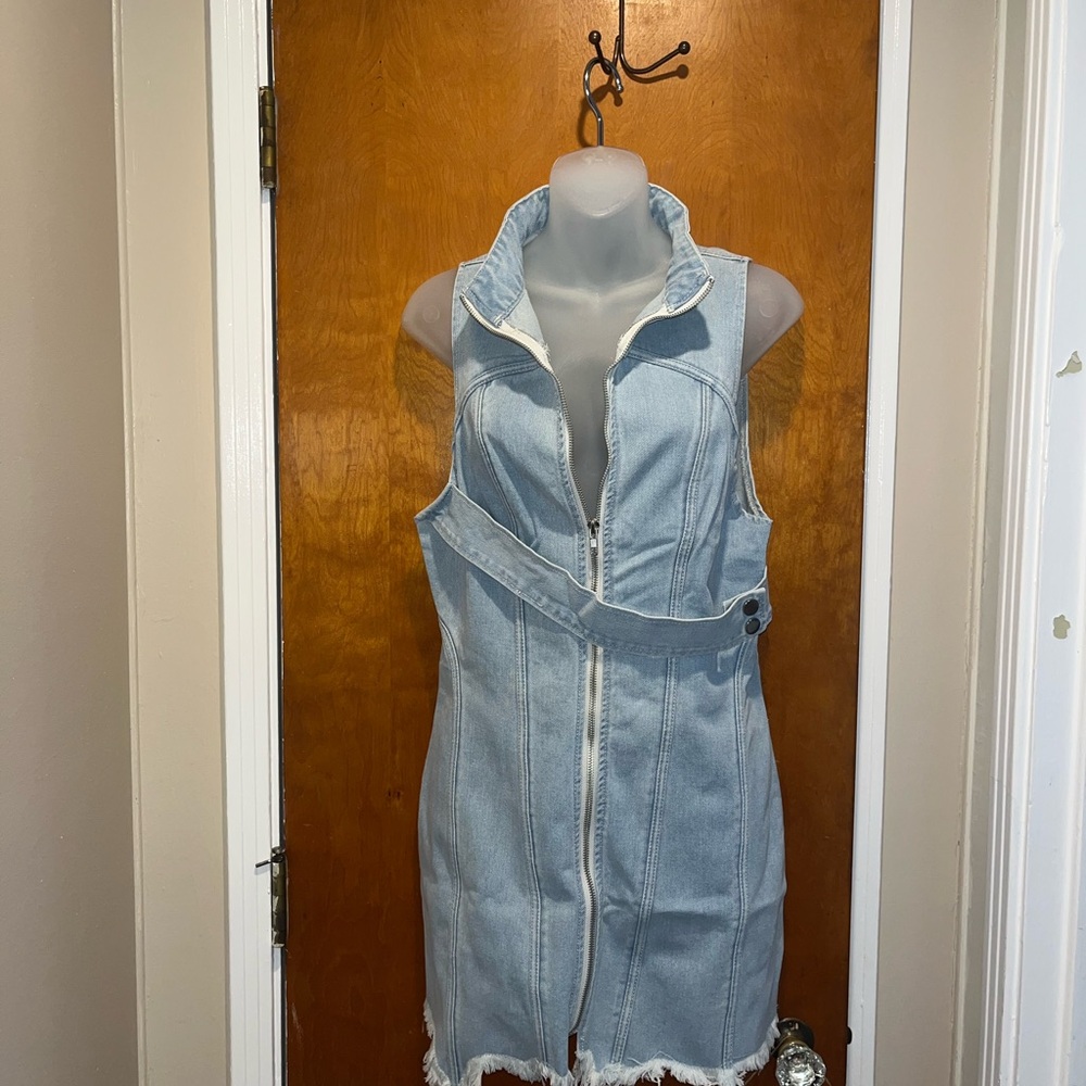 PrettyLittleThing Light Blue Denim Dress